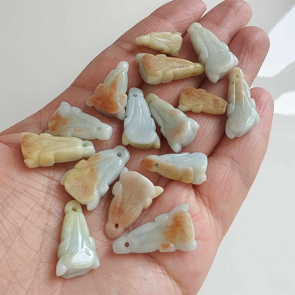 DDP | 15pcs 18.5-26.8X7.9-13mm Natural Certificated Type A Yellow Green Burmese Jadeite Chinese Cabbage Charms,DIY Jewelry Supplies