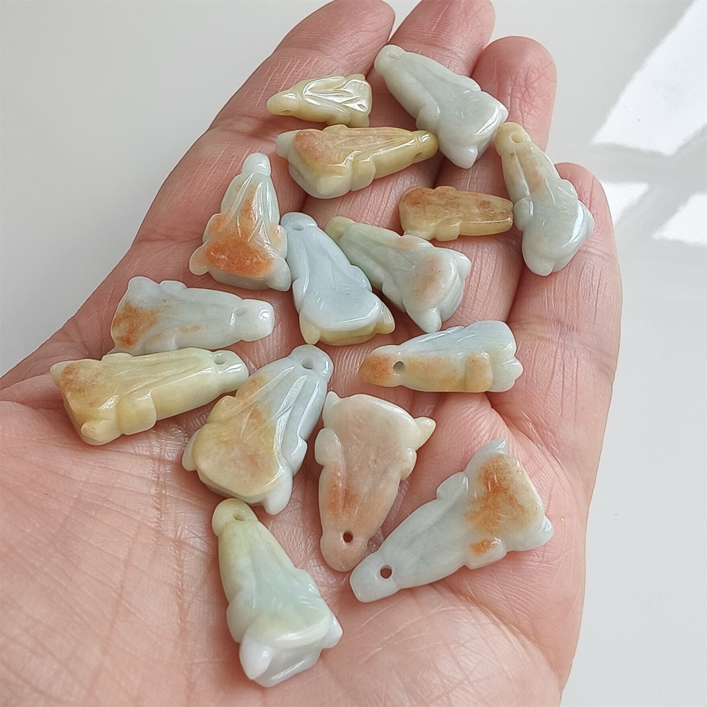 DDP | 15pcs 18.5-26.8X7.9-13mm Natural Certificated Type A Yellow Green Burmese Jadeite Chinese Cabbage Charms,DIY Jewelry Supplies
