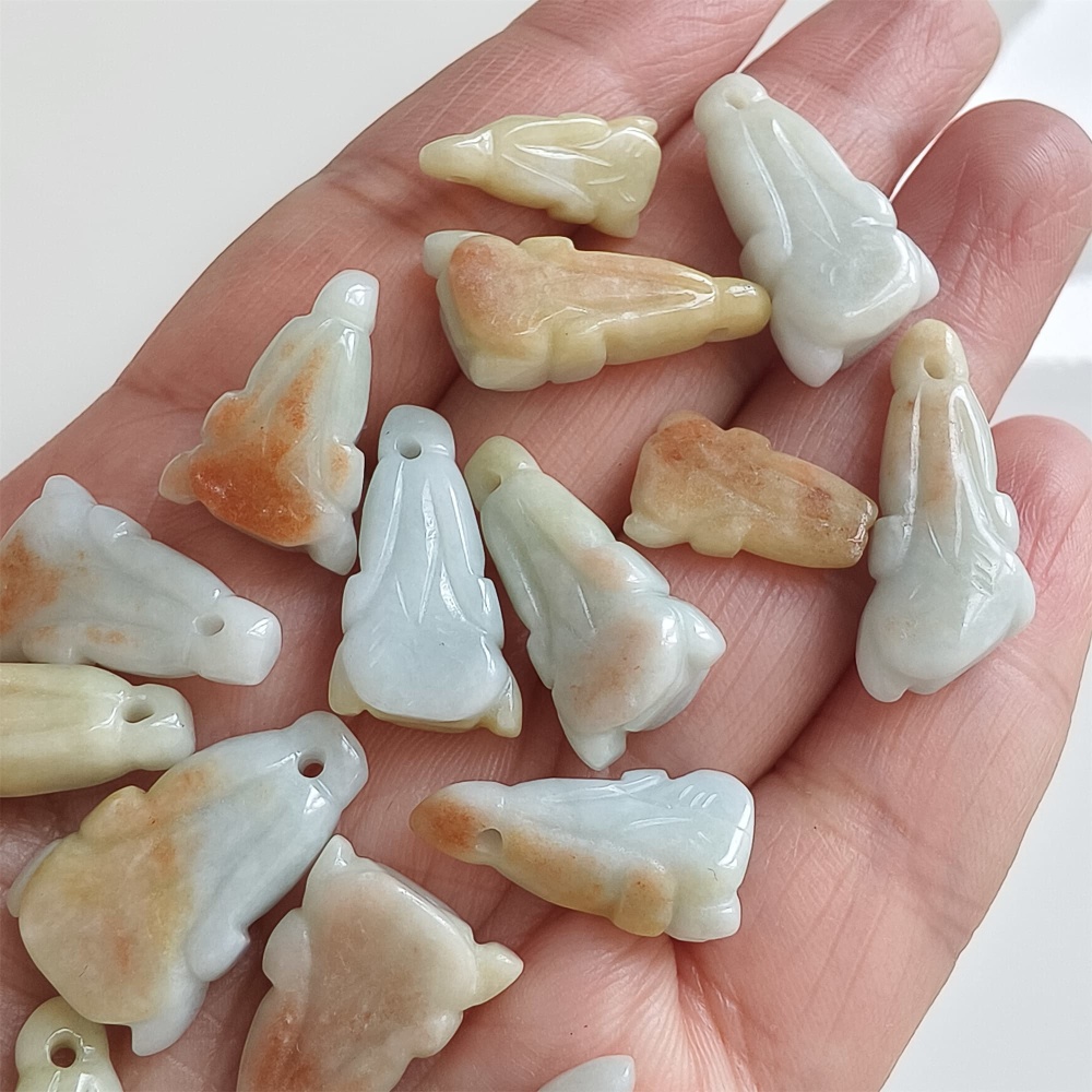 DDP | 15pcs 18.5-26.8X7.9-13mm Natural Certificated Type A Yellow Green Burmese Jadeite Chinese Cabbage Charms,DIY Jewelry Supplies