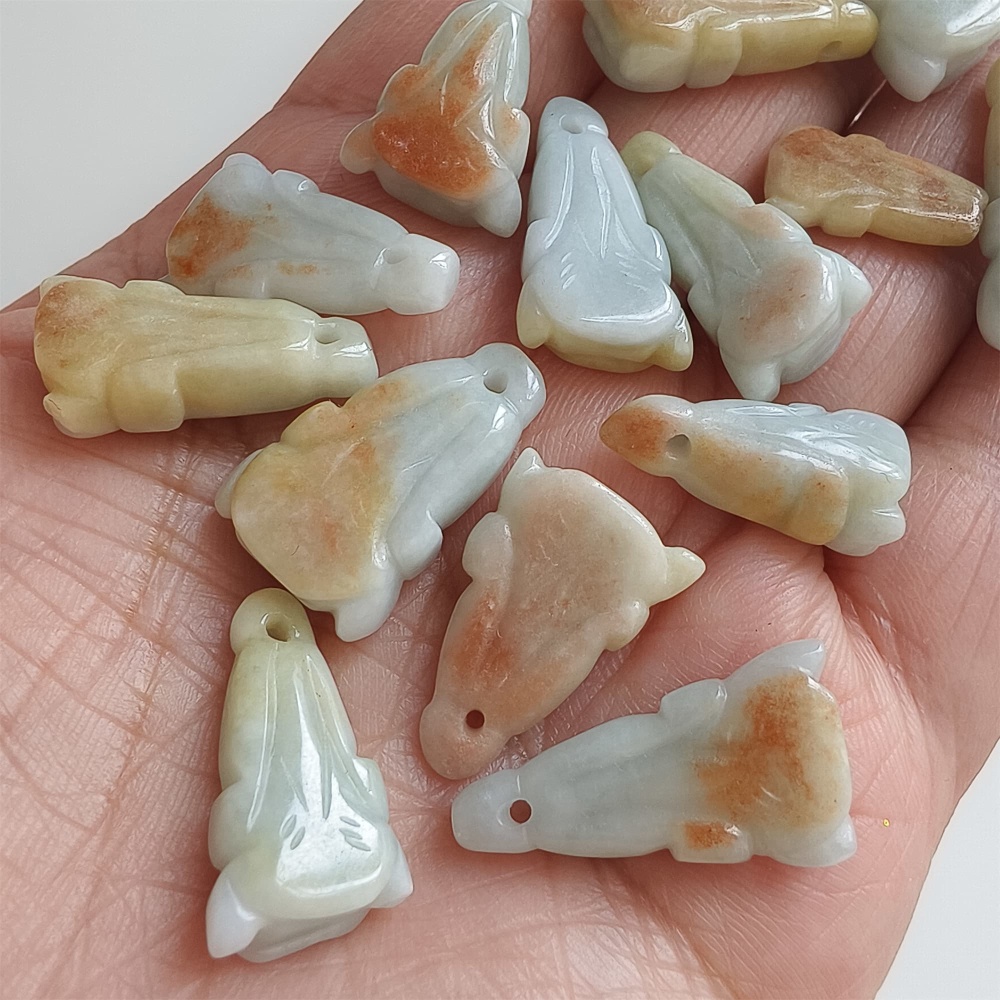 DDP | 15pcs 18.5-26.8X7.9-13mm Natural Certificated Type A Yellow Green Burmese Jadeite Chinese Cabbage Charms,DIY Jewelry Supplies