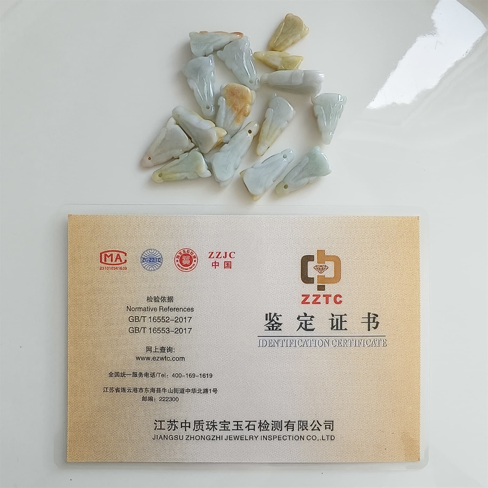 DDP | 15pcs 18.5-26.8X7.9-13mm Natural Certificated Type A Yellow Green Burmese Jadeite Chinese Cabbage Charms,DIY Jewelry Supplies