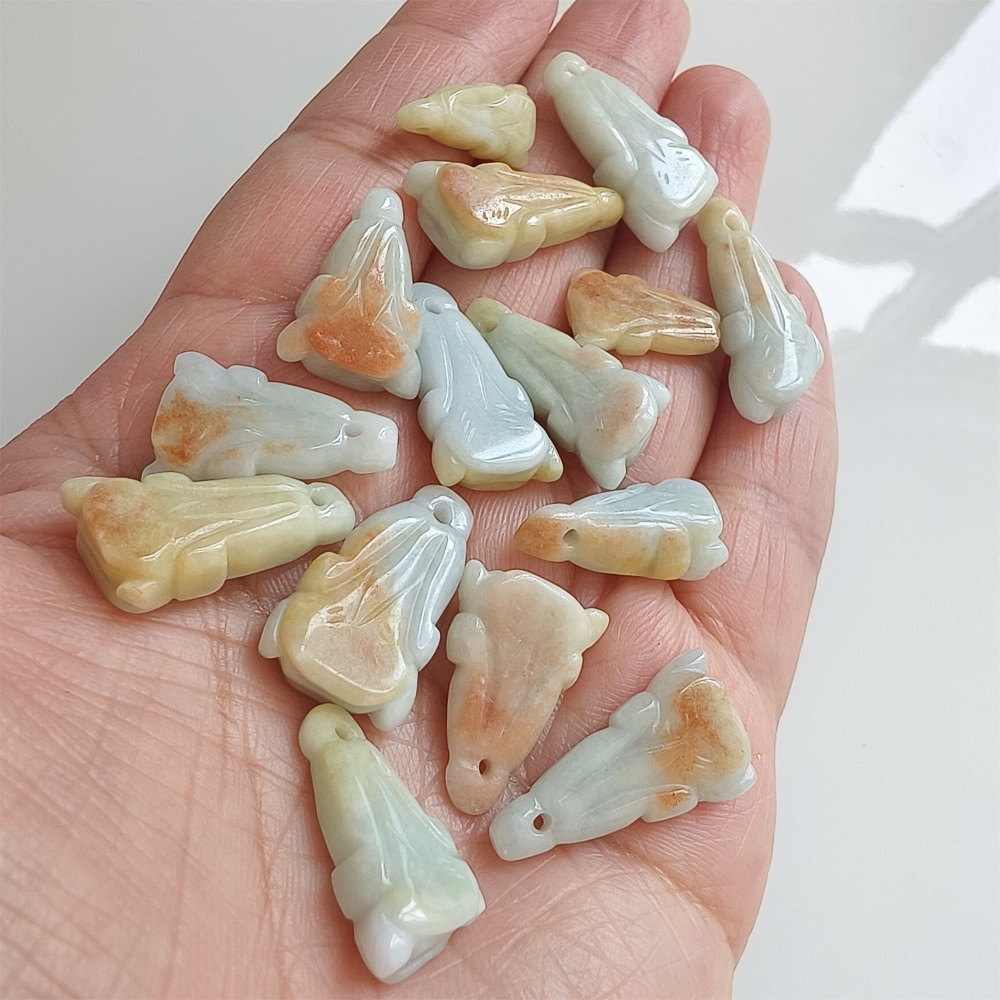 DDP | 15pcs 18.5-26.8X7.9-13mm Natural Certificated Type A Yellow Green Burmese Jadeite Chinese Cabbage Charms,DIY Jewelry Supplies