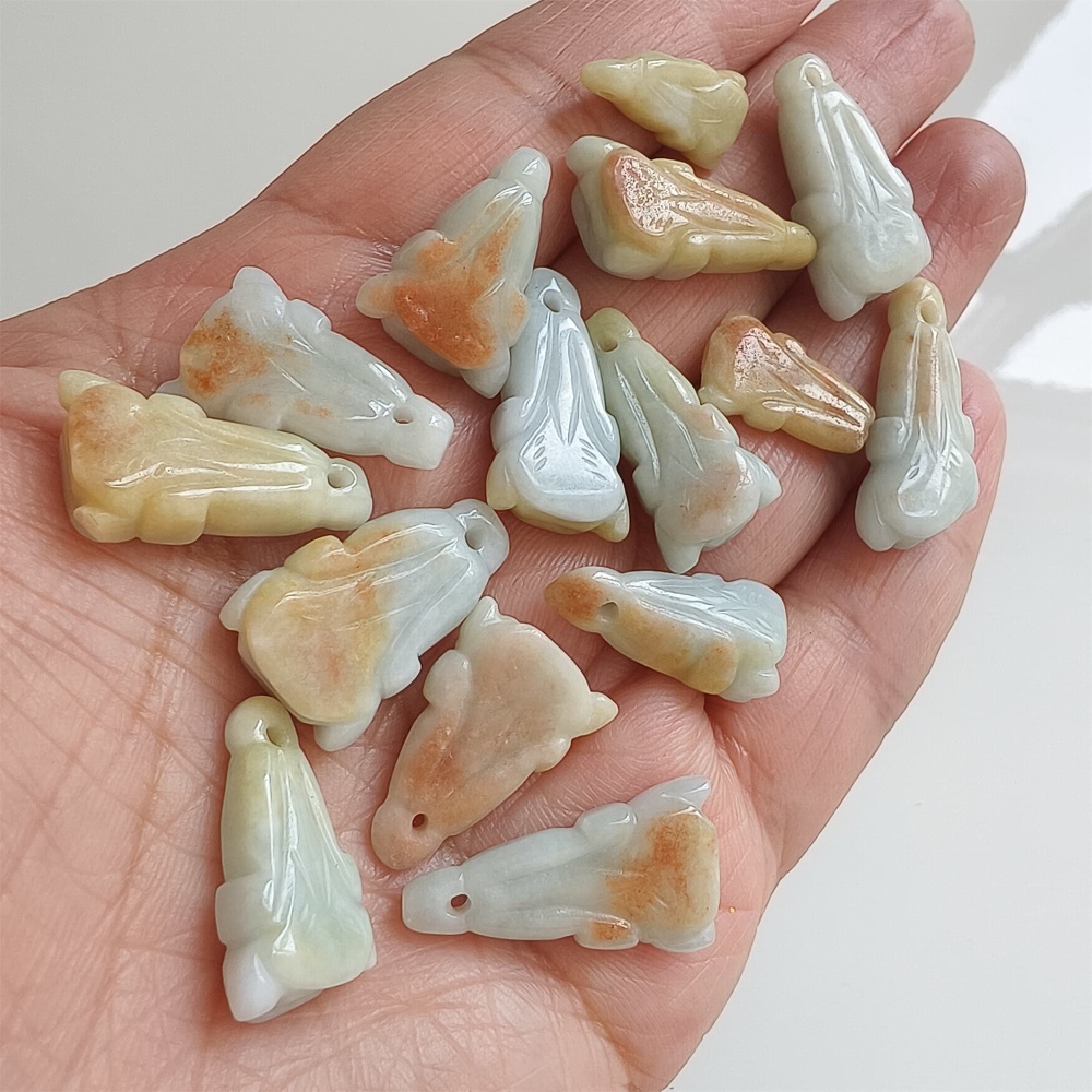 DDP | 15pcs 18.5-26.8X7.9-13mm Natural Certificated Type A Yellow Green Burmese Jadeite Chinese Cabbage Charms,DIY Jewelry Supplies