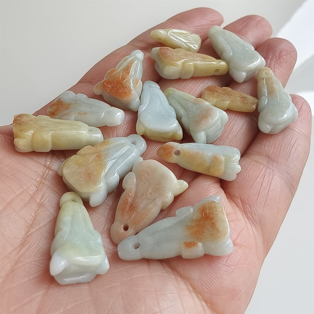 DDP | 15pcs 18.5-26.8X7.9-13mm Natural Certificated Type A Yellow Green Burmese Jadeite Chinese Cabbage Charms,DIY Jewelry Supplies