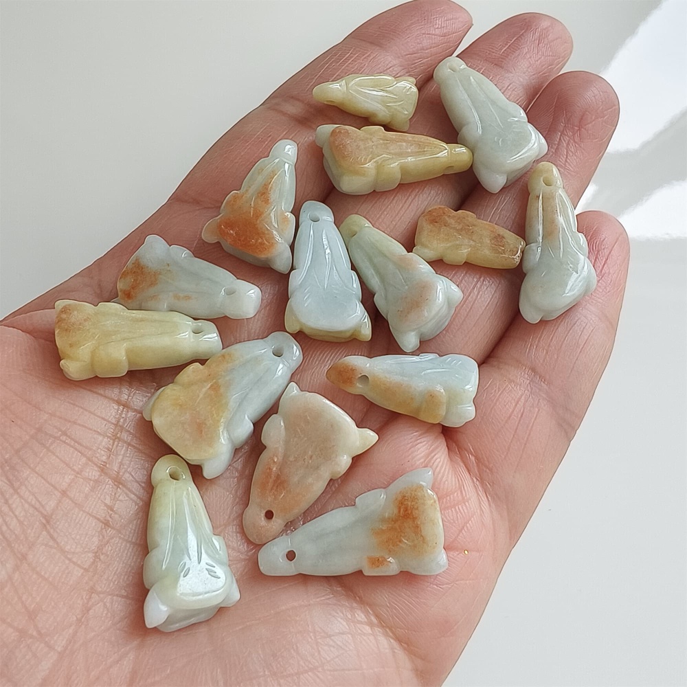 DDP | 15pcs 18.5-26.8X7.9-13mm Natural Certificated Type A Yellow Green Burmese Jadeite Chinese Cabbage Charms,DIY Jewelry Supplies