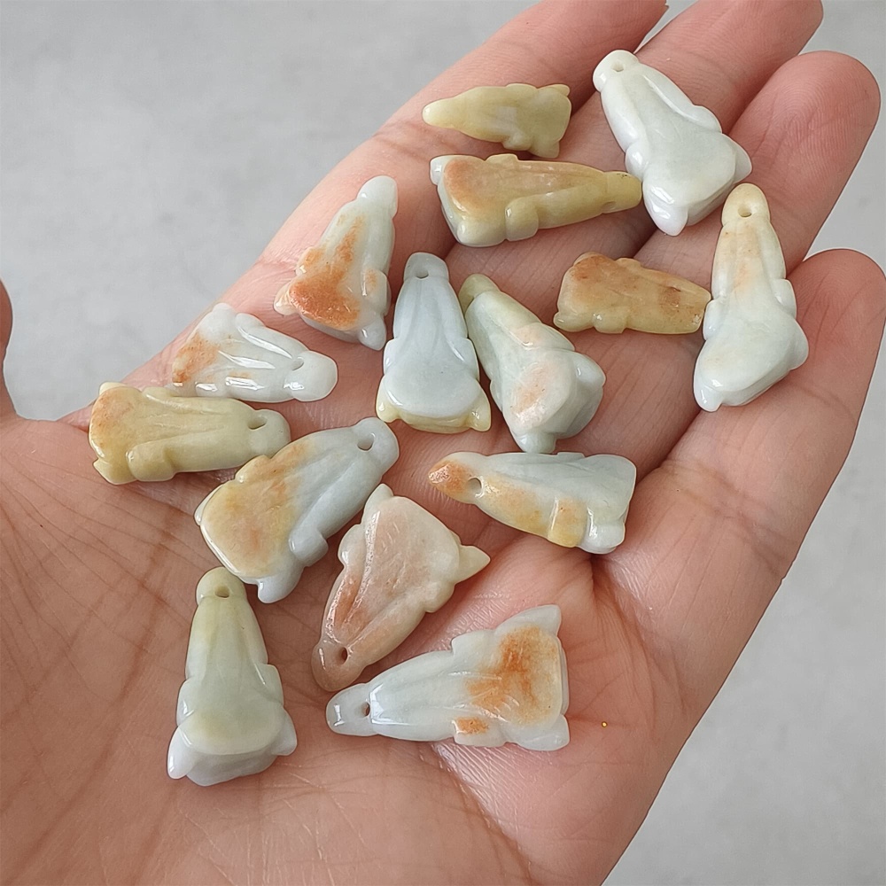 DDP | 15pcs 18.5-26.8X7.9-13mm Natural Certificated Type A Yellow Green Burmese Jadeite Chinese Cabbage Charms,DIY Jewelry Supplies