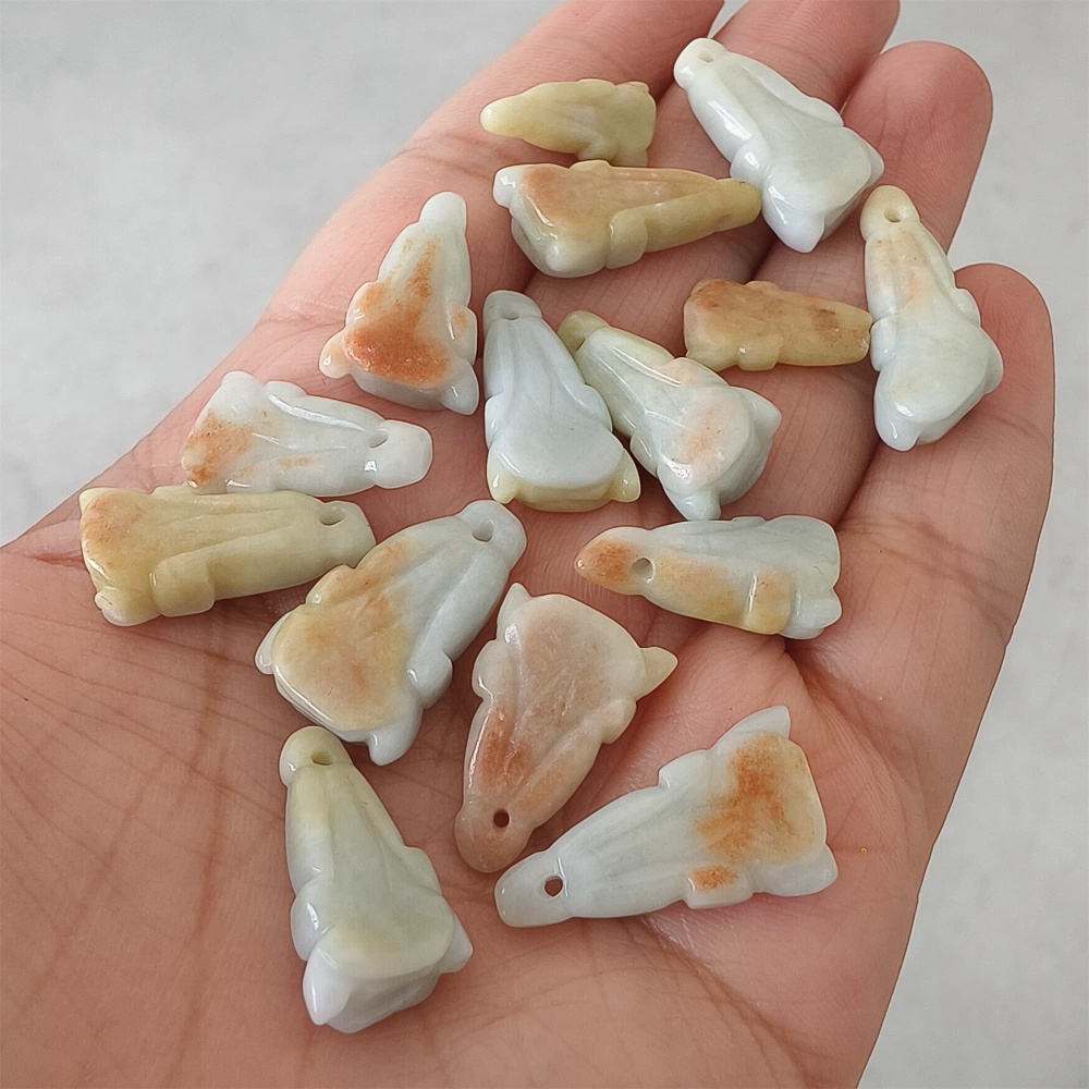 DDP | 15pcs 18.5-26.8X7.9-13mm Natural Certificated Type A Yellow Green Burmese Jadeite Chinese Cabbage Charms,DIY Jewelry Supplies
