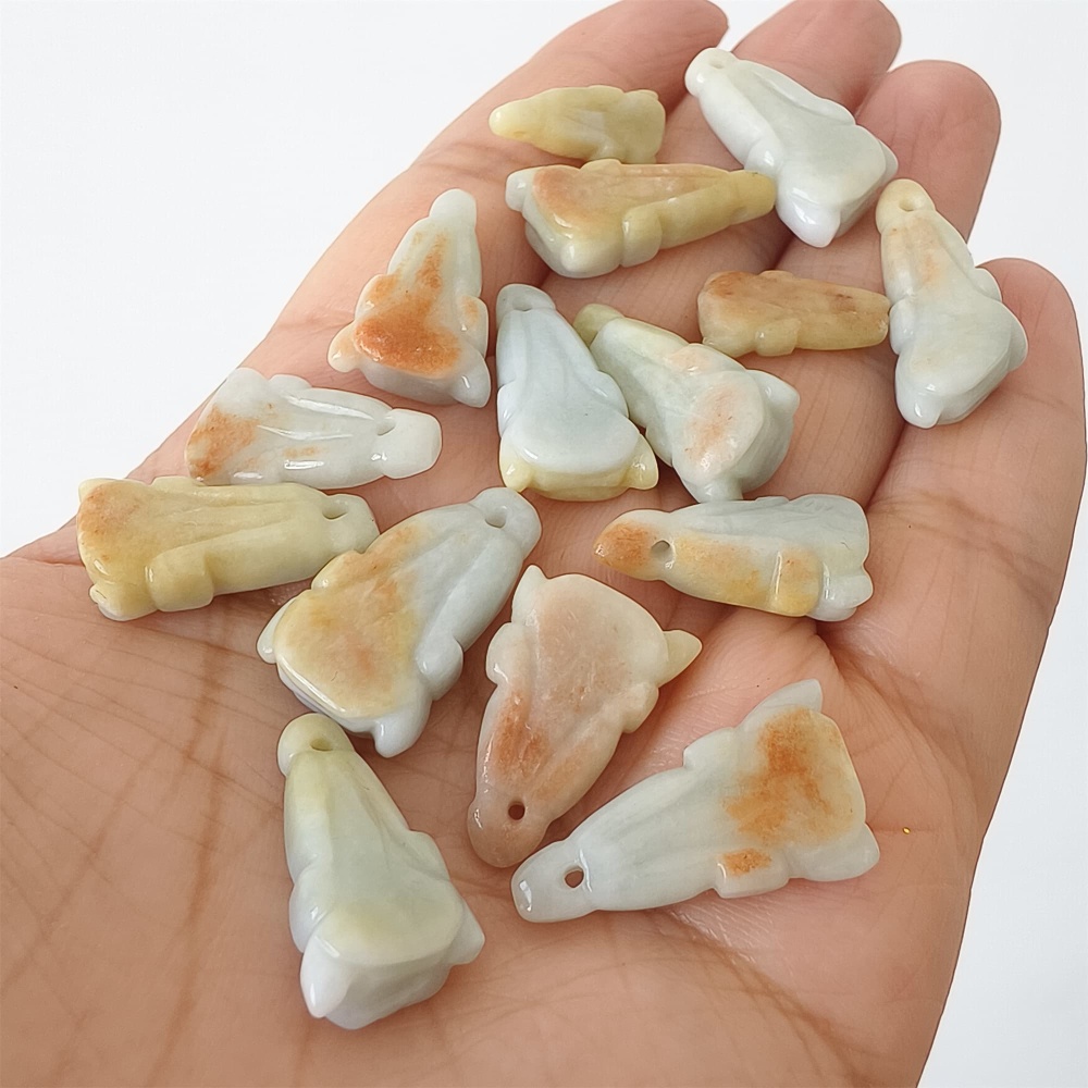 DDP | 15pcs 18.5-26.8X7.9-13mm Natural Certificated Type A Yellow Green Burmese Jadeite Chinese Cabbage Charms,DIY Jewelry Supplies