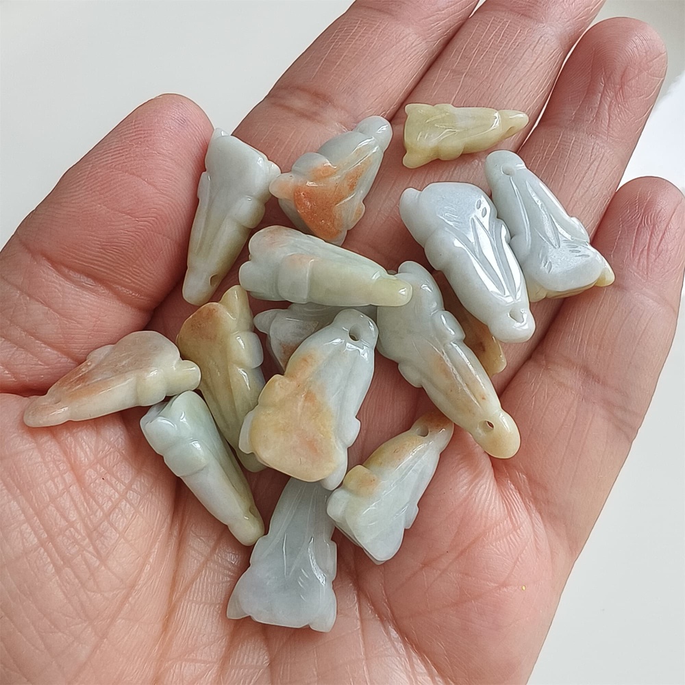 DDP | 15pcs 18.5-26.8X7.9-13mm Natural Certificated Type A Yellow Green Burmese Jadeite Chinese Cabbage Charms,DIY Jewelry Supplies