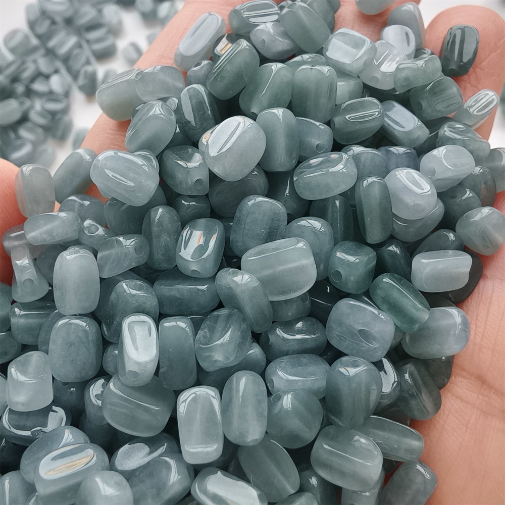 DDP | 50pcs Natural Certificated Type A 7-7.5X3.5-4.5mm Blue Guatemalan Jadeite Irregular Beads,Blue Jadeite Beads,DIY Jewelry Supplies