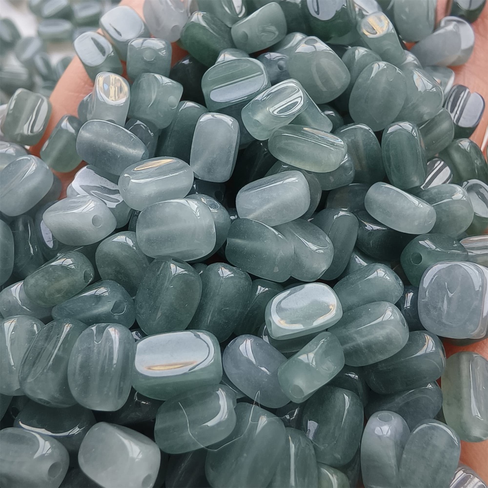 DDP | 50pcs Natural Certificated Type A 7-7.5X3.5-4.5mm Blue Guatemalan Jadeite Irregular Beads,Blue Jadeite Beads,DIY Jewelry Supplies