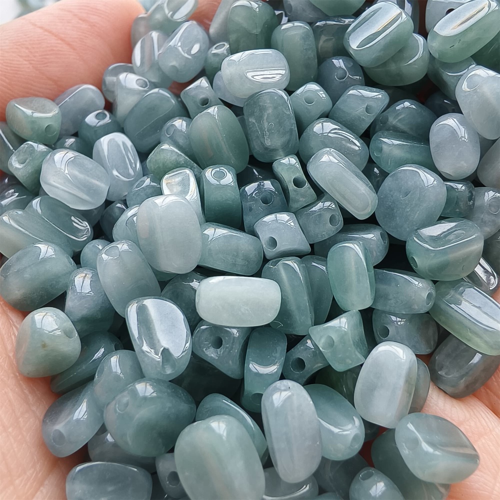 DDP | 50pcs Natural Certificated Type A 7-7.5X3.5-4.5mm Blue Guatemalan Jadeite Irregular Beads,Blue Jadeite Beads,DIY Jewelry Supplies