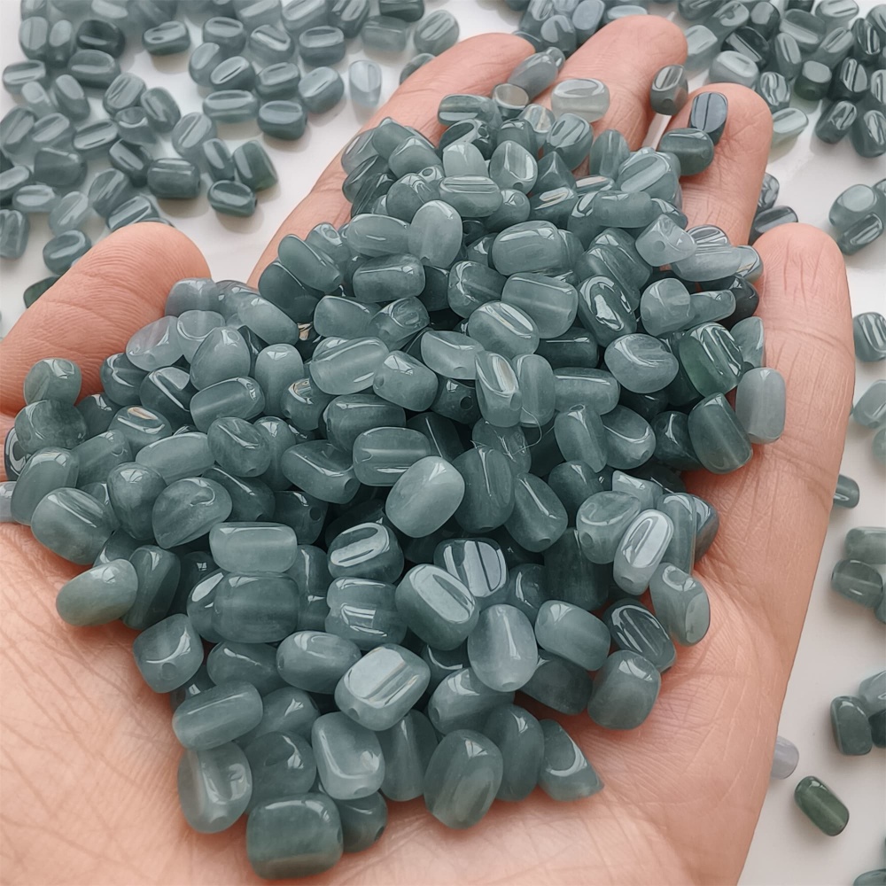 DDP | 50pcs Natural Certificated Type A 7-7.5X3.5-4.5mm Blue Guatemalan Jadeite Irregular Beads,Blue Jadeite Beads,DIY Jewelry Supplies