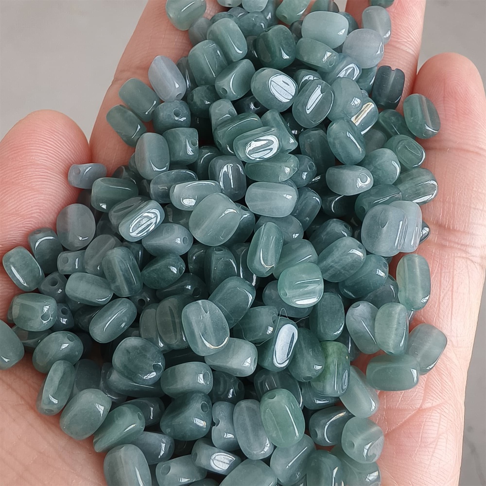DDP | 50pcs Natural Certificated Type A 7-7.5X3.5-4.5mm Blue Guatemalan Jadeite Irregular Beads,Blue Jadeite Beads,DIY Jewelry Supplies