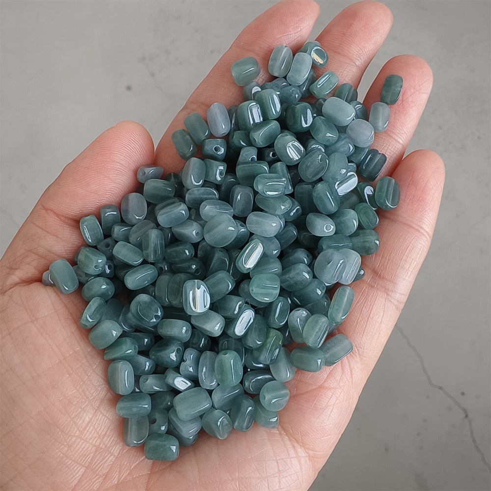 DDP | 50pcs Natural Certificated Type A 7-7.5X3.5-4.5mm Blue Guatemalan Jadeite Irregular Beads,Blue Jadeite Beads,DIY Jewelry Supplies