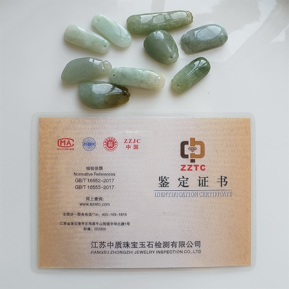 DDP | 9pcs Natural Certificated Type A 22.2-41X11.2-17mm Green Burmese Jadeite Blessed Melon Pendant,DIY Jewelry Supplies