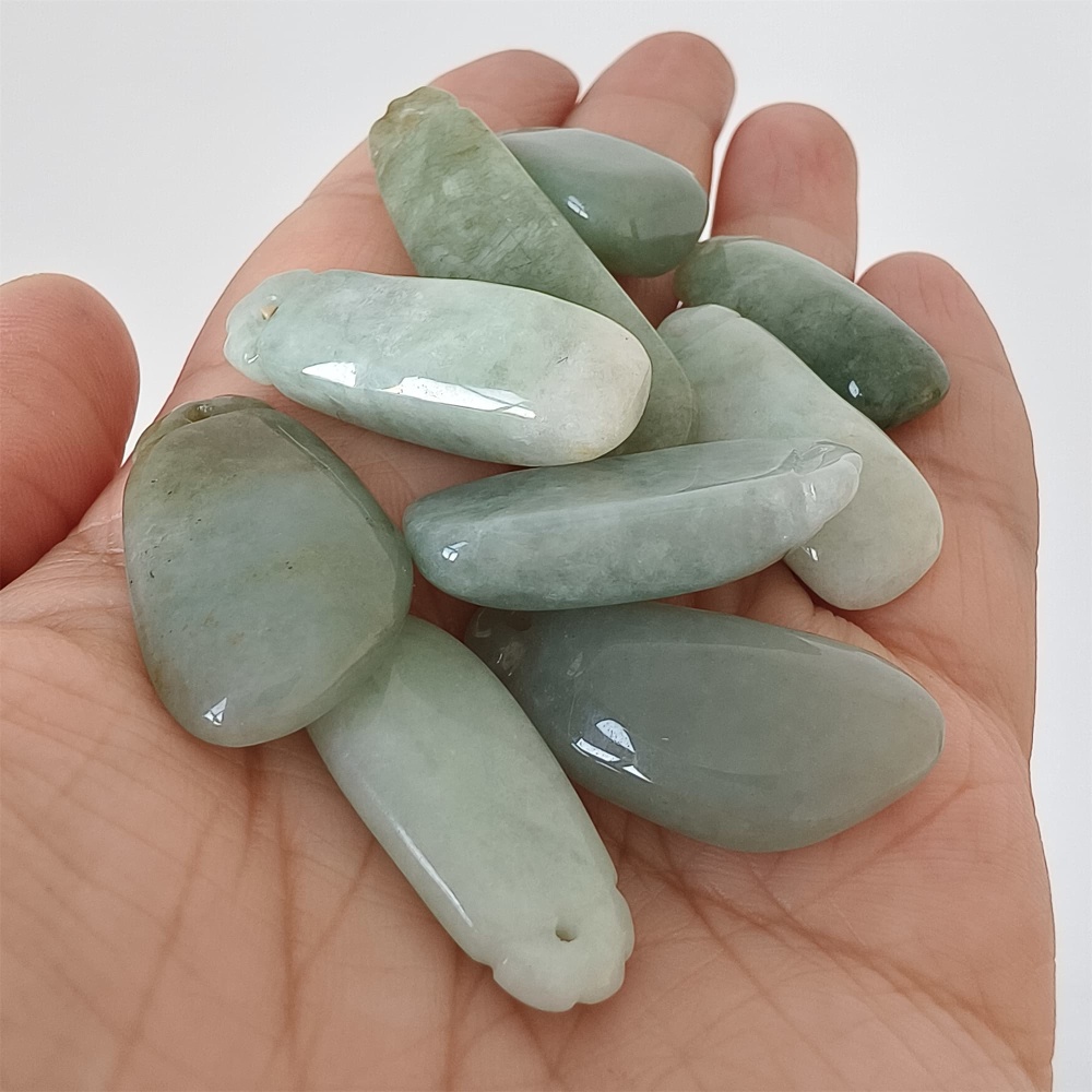 DDP | 9pcs Natural Certificated Type A 22.2-41X11.2-17mm Green Burmese Jadeite Blessed Melon Pendant,DIY Jewelry Supplies