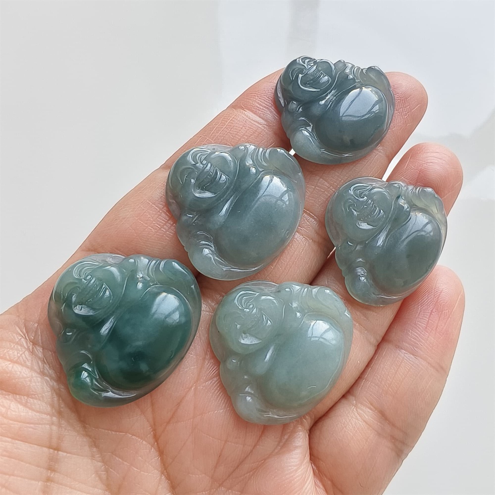 DDP | Natural Certificated Type A 24.2-25.8X27-28.8X5mm Blue Guatemalan Jadeite Buddha Pendant,Amulet Pendant,DIY Jewelry Supplies