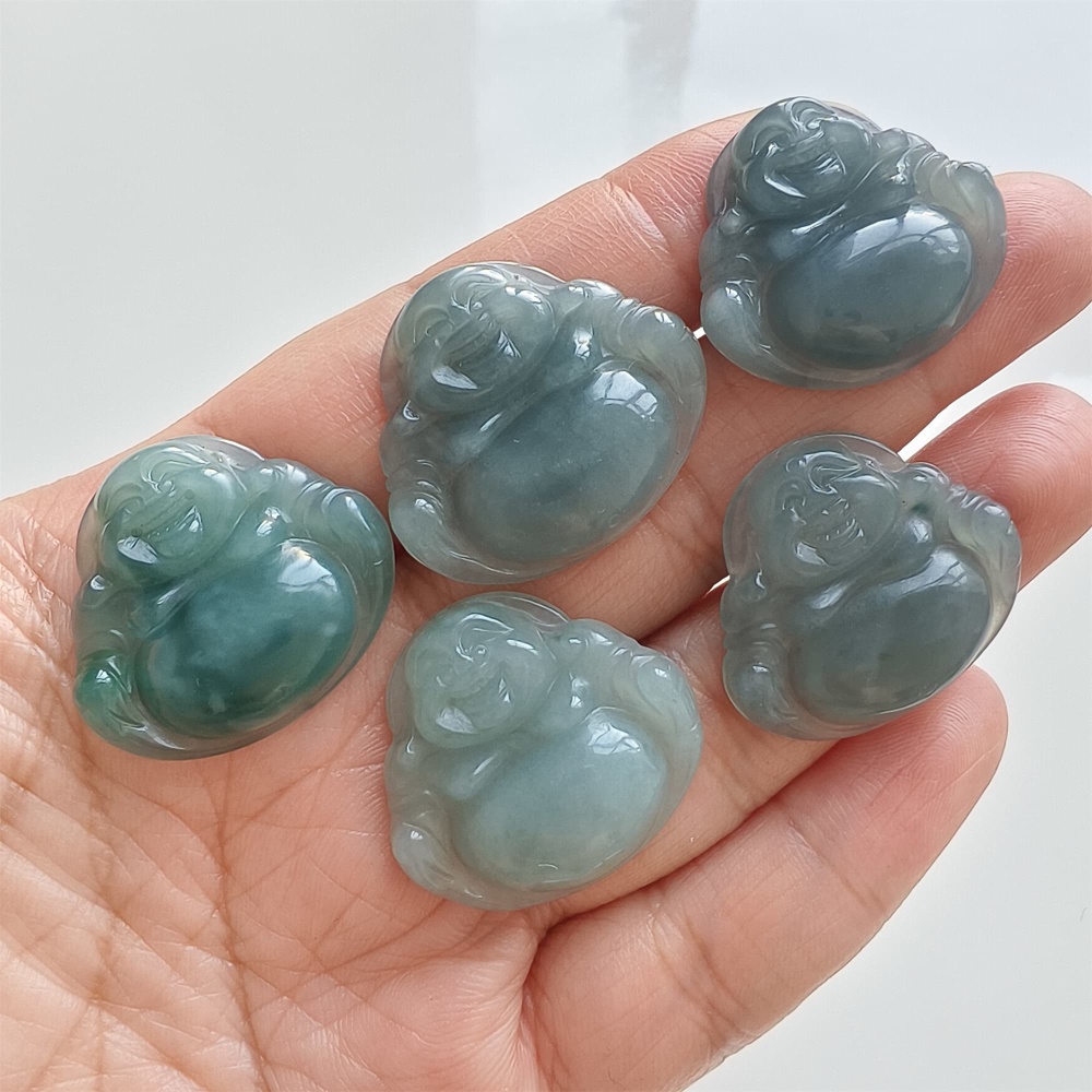 DDP | Natural Certificated Type A 24.2-25.8X27-28.8X5mm Blue Guatemalan Jadeite Buddha Pendant,Amulet Pendant,DIY Jewelry Supplies