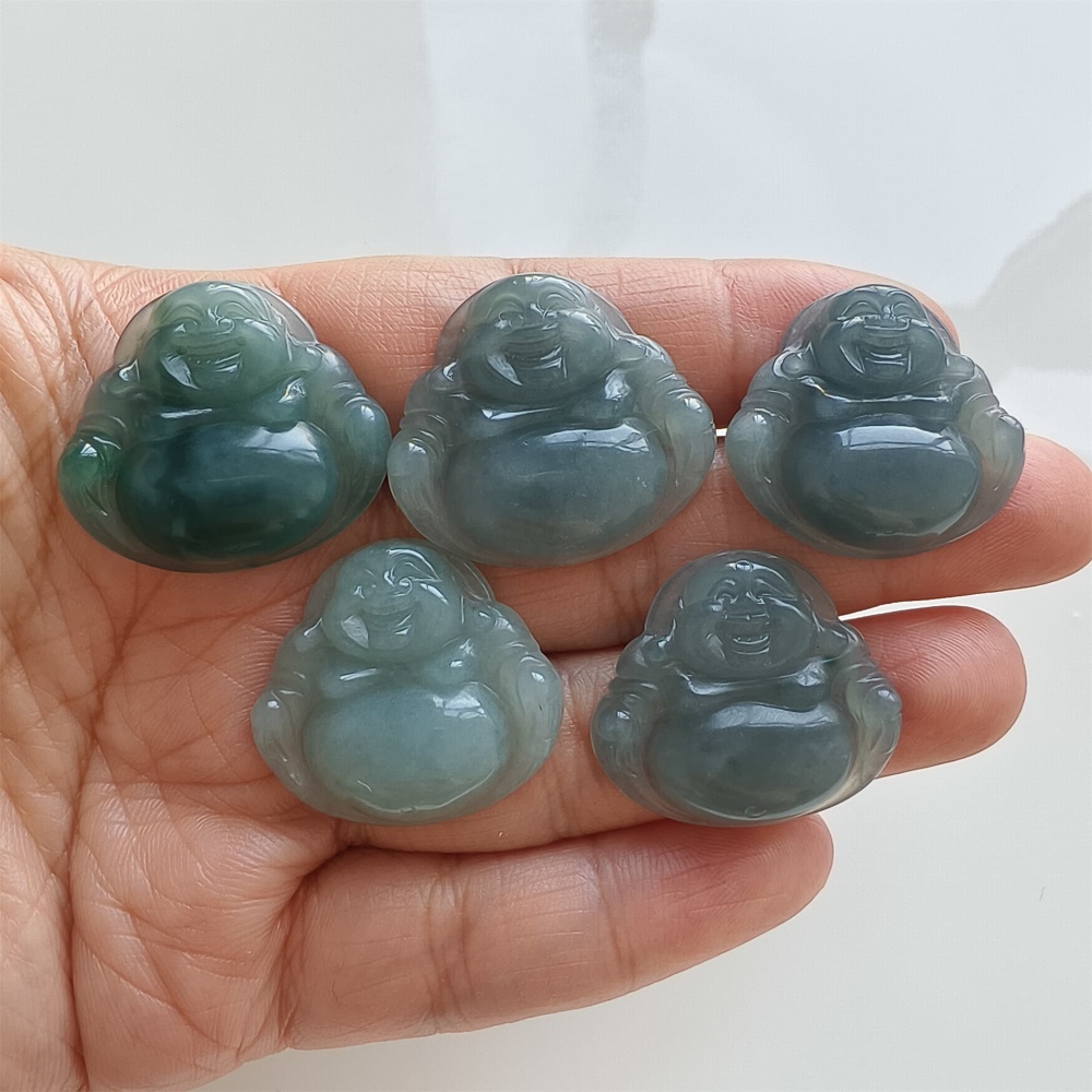 DDP | Natural Certificated Type A 24.2-25.8X27-28.8X5mm Blue Guatemalan Jadeite Buddha Pendant,Amulet Pendant,DIY Jewelry Supplies