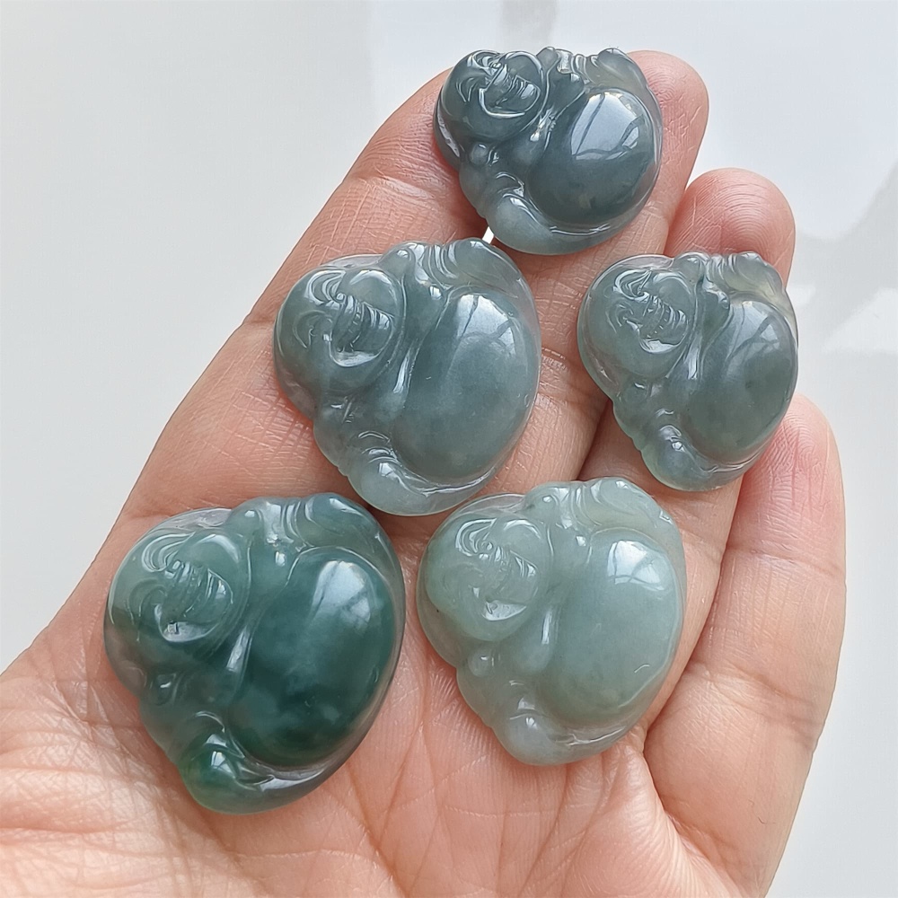 DDP | Natural Certificated Type A 24.2-25.8X27-28.8X5mm Blue Guatemalan Jadeite Buddha Pendant,Amulet Pendant,DIY Jewelry Supplies