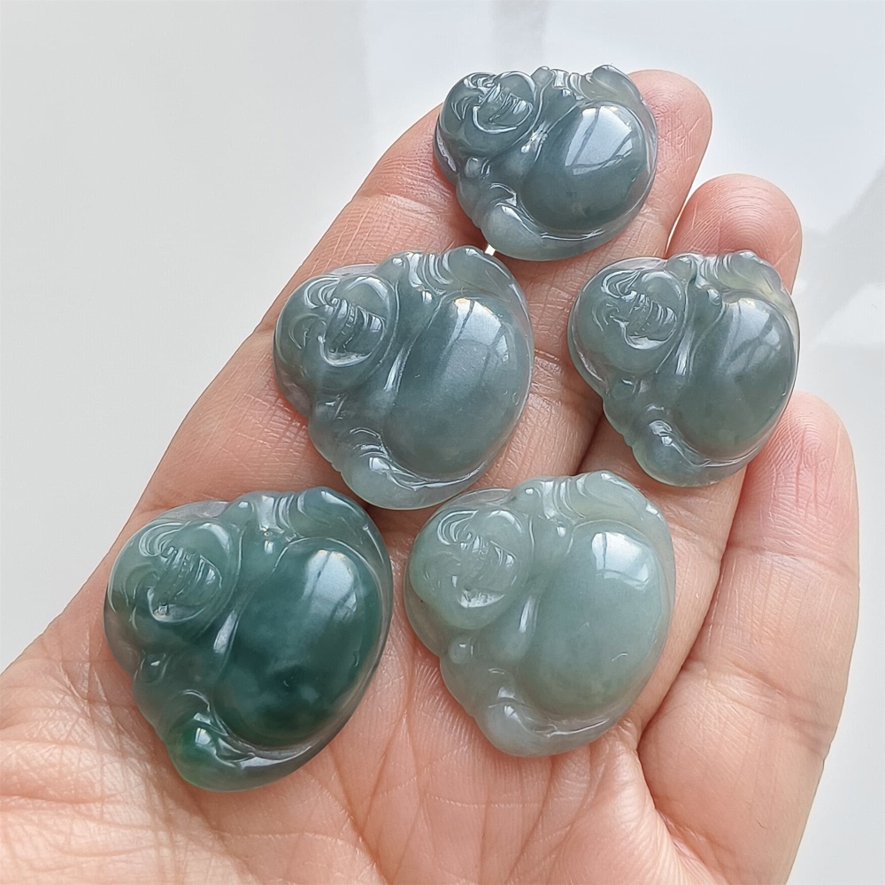 DDP | Natural Certificated Type A 24.2-25.8X27-28.8X5mm Blue Guatemalan Jadeite Buddha Pendant,Amulet Pendant,DIY Jewelry Supplies