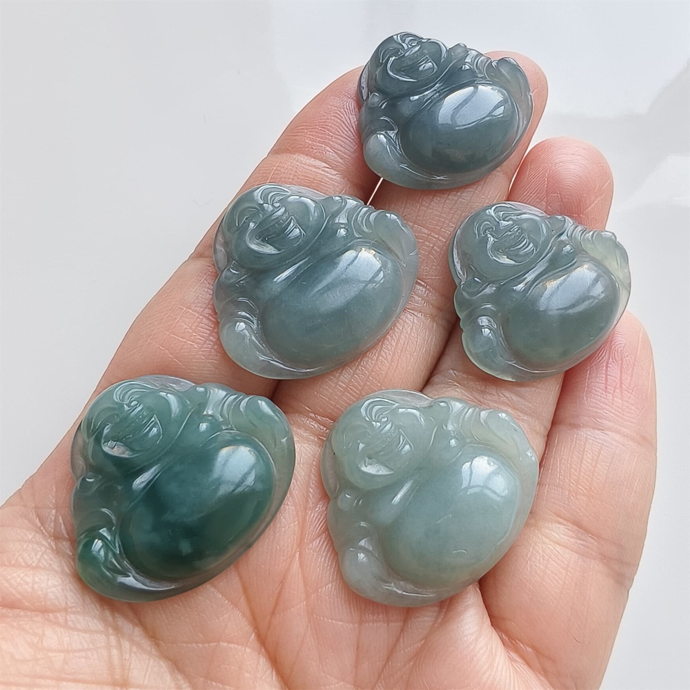 DDP | Natural Certificated Type A 24.2-25.8X27-28.8X5mm Blue Guatemalan Jadeite Buddha Pendant,Amulet Pendant,DIY Jewelry Supplies