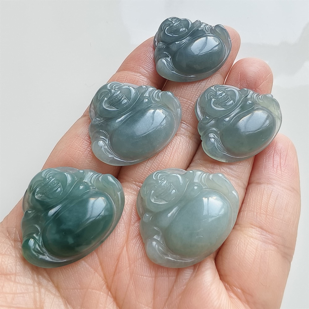 DDP | Natural Certificated Type A 24.2-25.8X27-28.8X5mm Blue Guatemalan Jadeite Buddha Pendant,Amulet Pendant,DIY Jewelry Supplies
