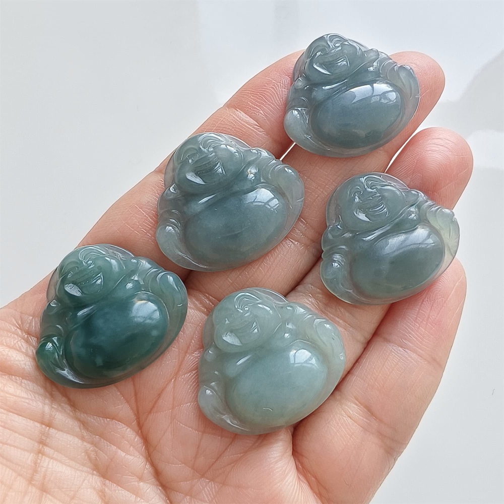 DDP | Natural Certificated Type A 24.2-25.8X27-28.8X5mm Blue Guatemalan Jadeite Buddha Pendant,Amulet Pendant,DIY Jewelry Supplies