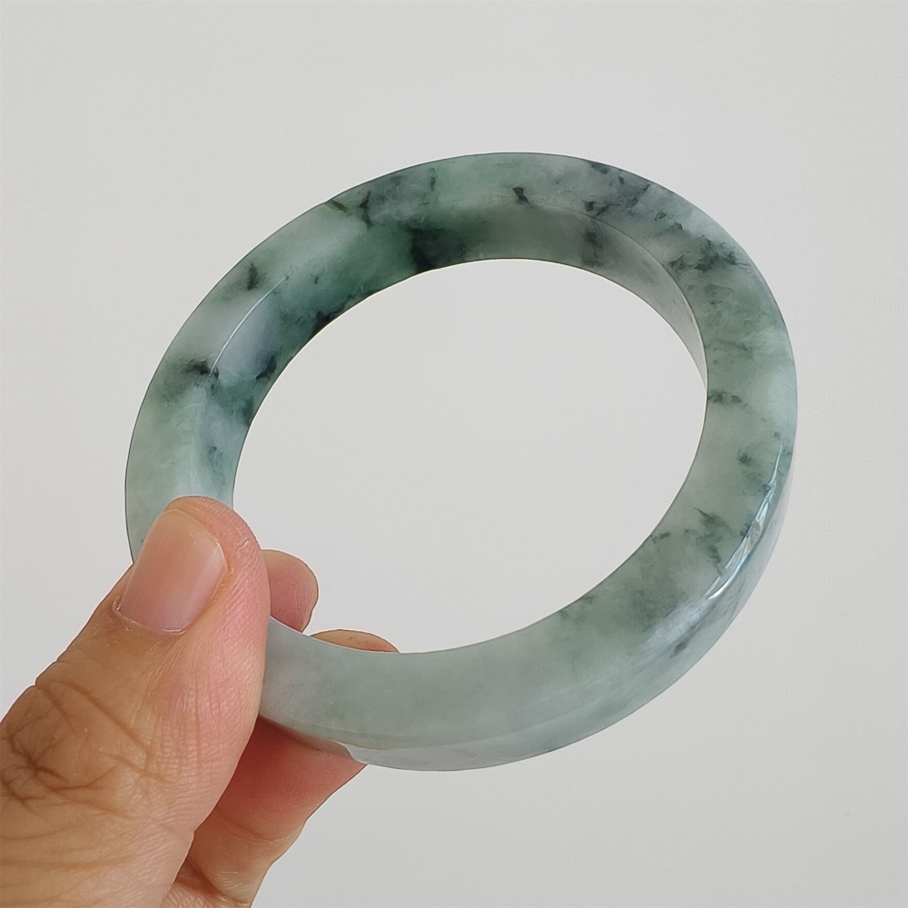 DDP | Natural Type A Certificated 57.2mm Burmese Jadeite Square Band Bangle,Moaa In Snow Bangles,DIY Jewelry Supplies