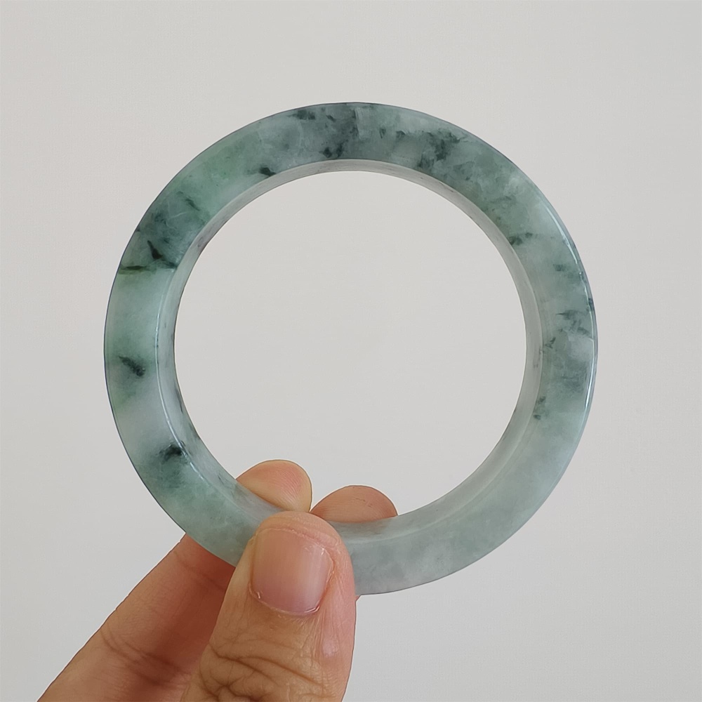 DDP | Natural Type A Certificated 57.2mm Burmese Jadeite Square Band Bangle,Moaa In Snow Bangles,DIY Jewelry Supplies