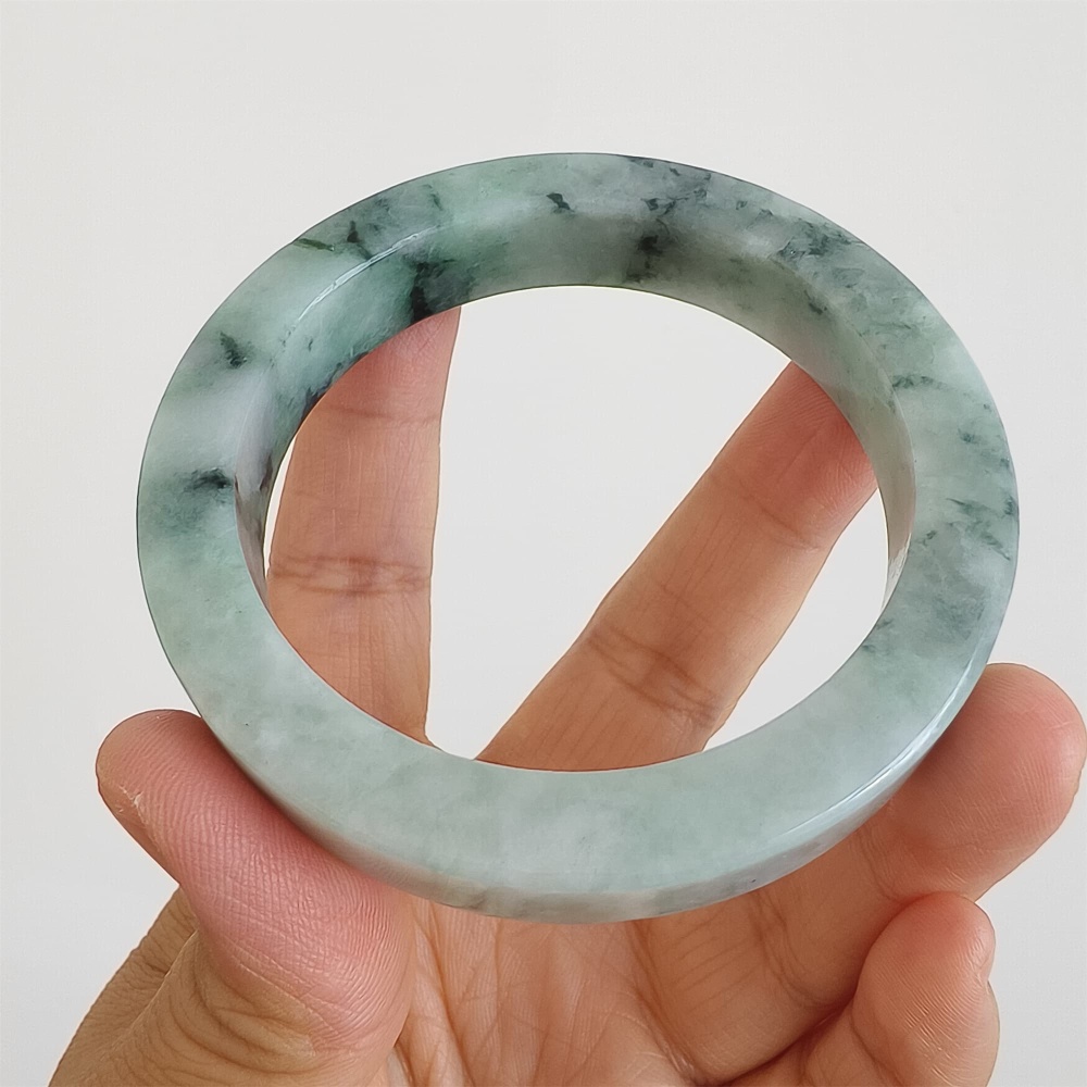 DDP | Natural Type A Certificated 57.2mm Burmese Jadeite Square Band Bangle,Moaa In Snow Bangles,DIY Jewelry Supplies