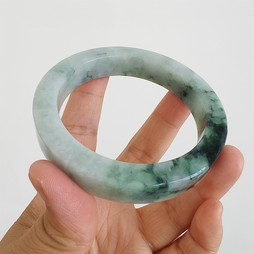 DDP | Natural Type A Certificated 57.2mm Burmese Jadeite Square Band Bangle,Moaa In Snow Bangles,DIY Jewelry Supplies
