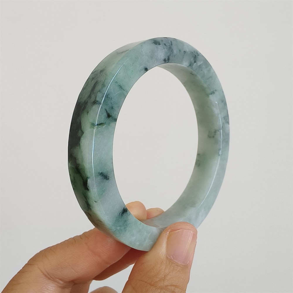 DDP | Natural Type A Certificated 57.2mm Burmese Jadeite Square Band Bangle,Moaa In Snow Bangles,DIY Jewelry Supplies