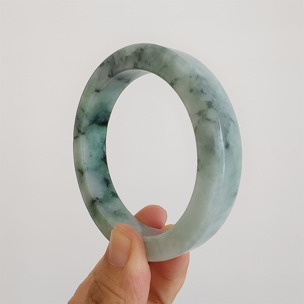 DDP | Natural Type A Certificated 57.2mm Burmese Jadeite Square Band Bangle,Moaa In Snow Bangles,DIY Jewelry Supplies