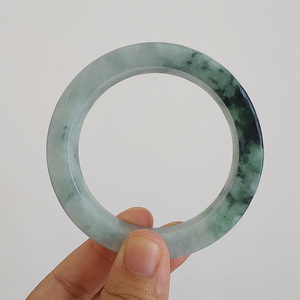 DDP | Natural Type A Certificated 57.2mm Burmese Jadeite Square Band Bangle,Moaa In Snow Bangles,DIY Jewelry Supplies