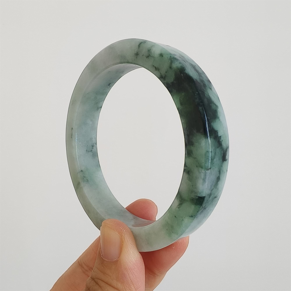 DDP | Natural Type A Certificated 57.2mm Burmese Jadeite Square Band Bangle,Moaa In Snow Bangles,DIY Jewelry Supplies