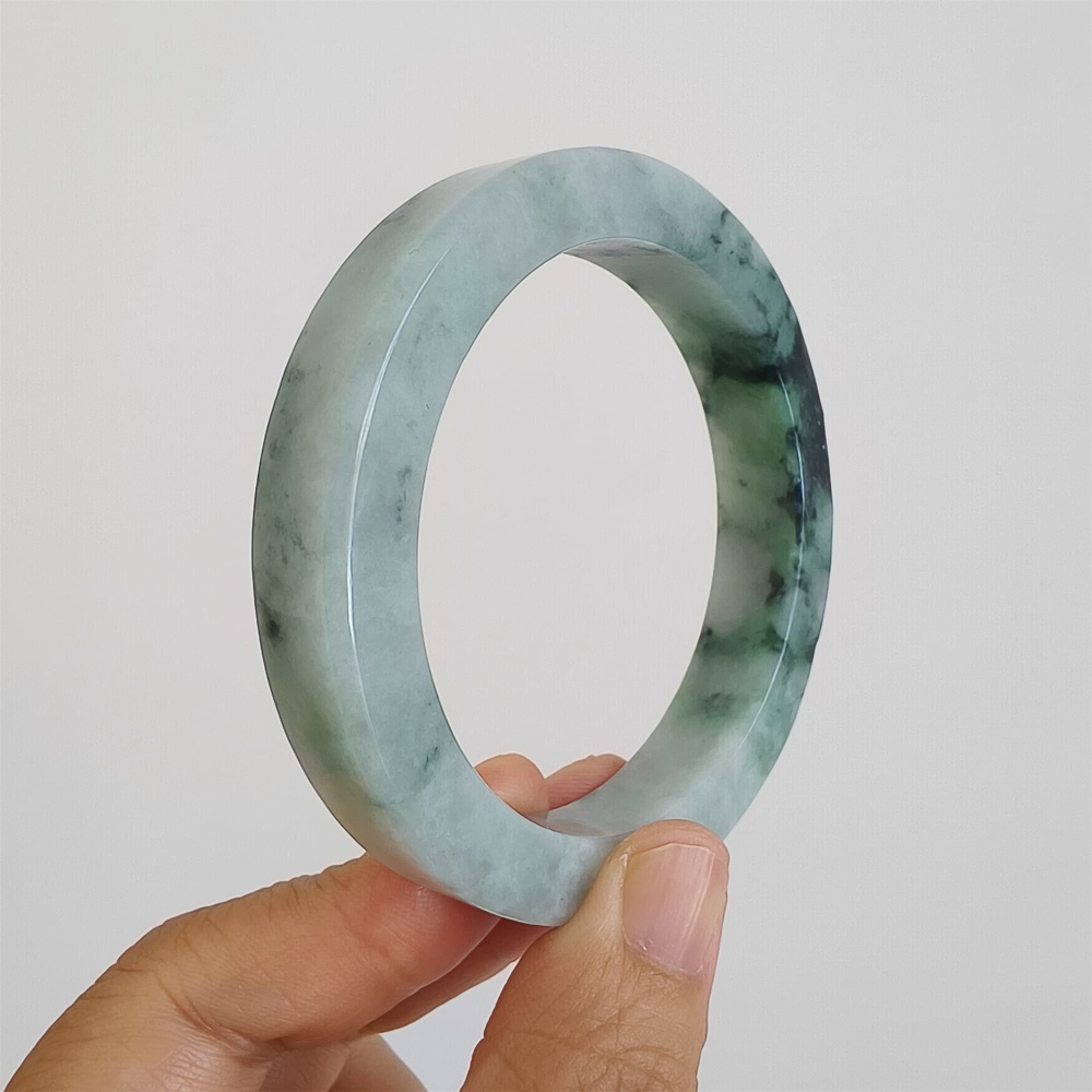 DDP | Natural Type A Certificated 57.2mm Burmese Jadeite Square Band Bangle,Moaa In Snow Bangles,DIY Jewelry Supplies