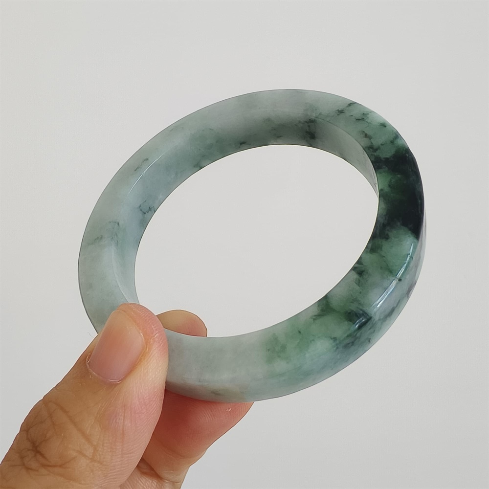 DDP | Natural Type A Certificated 57.2mm Burmese Jadeite Square Band Bangle,Moaa In Snow Bangles,DIY Jewelry Supplies