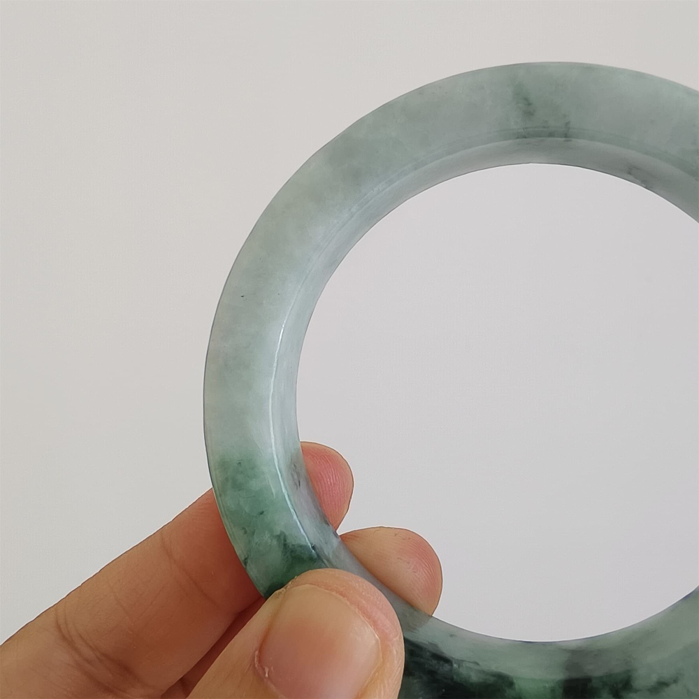 DDP | Natural Type A Certificated 57.2mm Burmese Jadeite Square Band Bangle,Moaa In Snow Bangles,DIY Jewelry Supplies