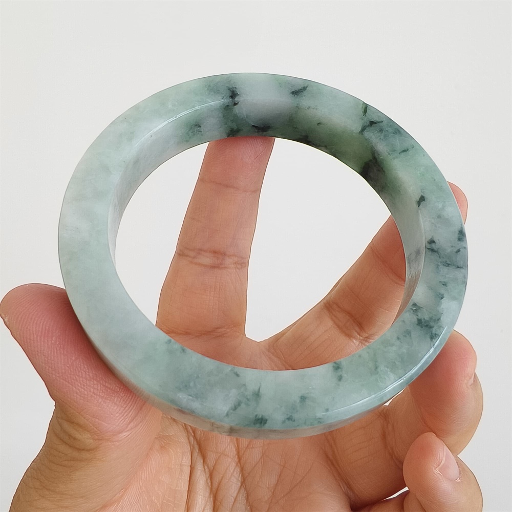 DDP | Natural Type A Certificated 57.2mm Burmese Jadeite Square Band Bangle,Moaa In Snow Bangles,DIY Jewelry Supplies