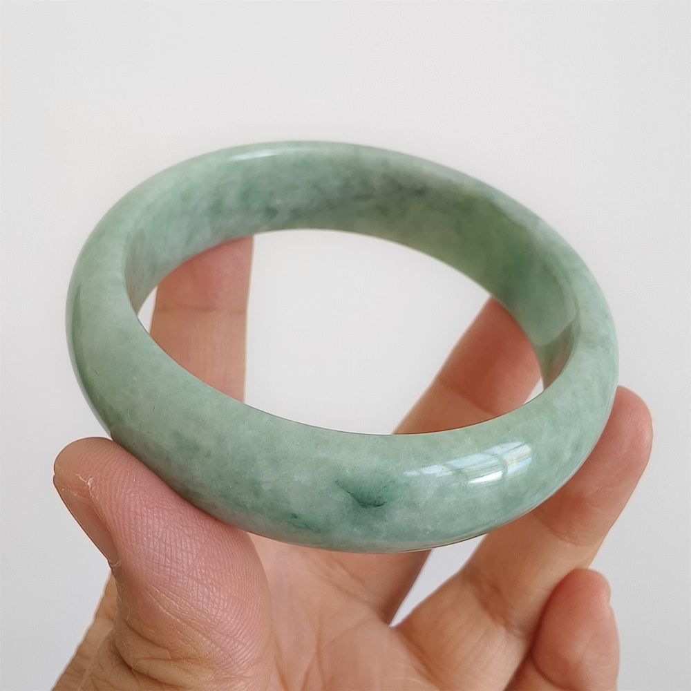DDP | Natural Type A Certificated 59.7mm Green Burmese Jadeite Round Band Bangle,Green Jadeite Bangles,DIY Jewelry Supplies
