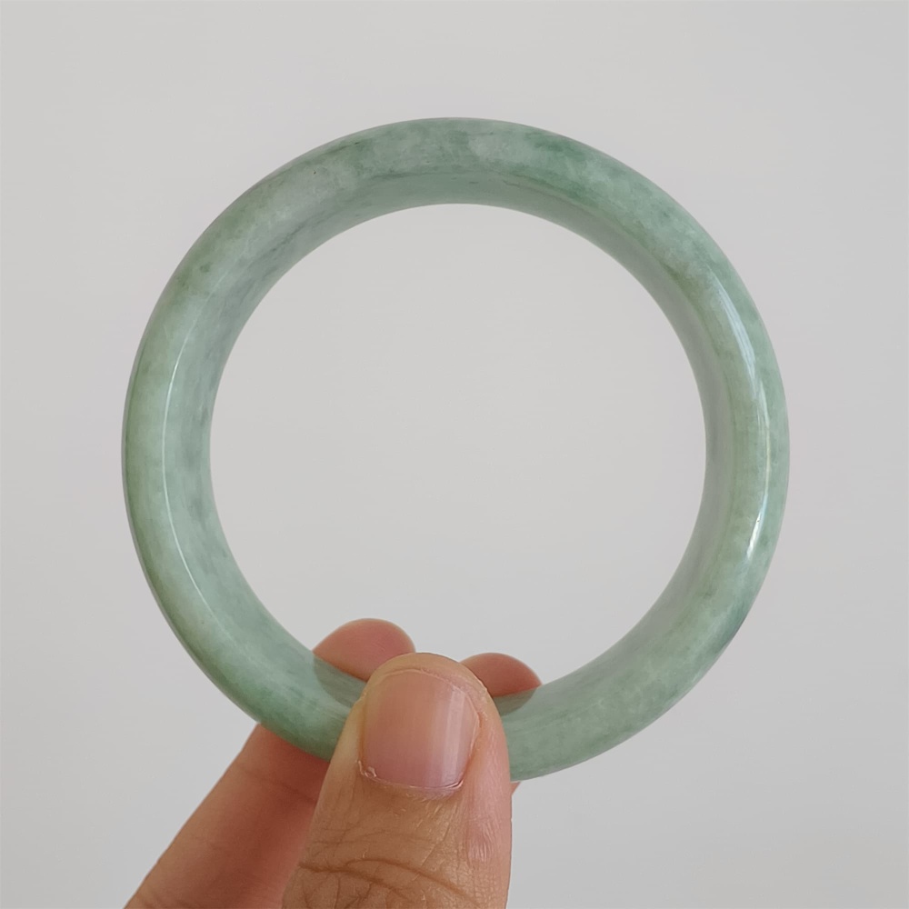 DDP | Natural Type A Certificated 59.7mm Green Burmese Jadeite Round Band Bangle,Green Jadeite Bangles,DIY Jewelry Supplies