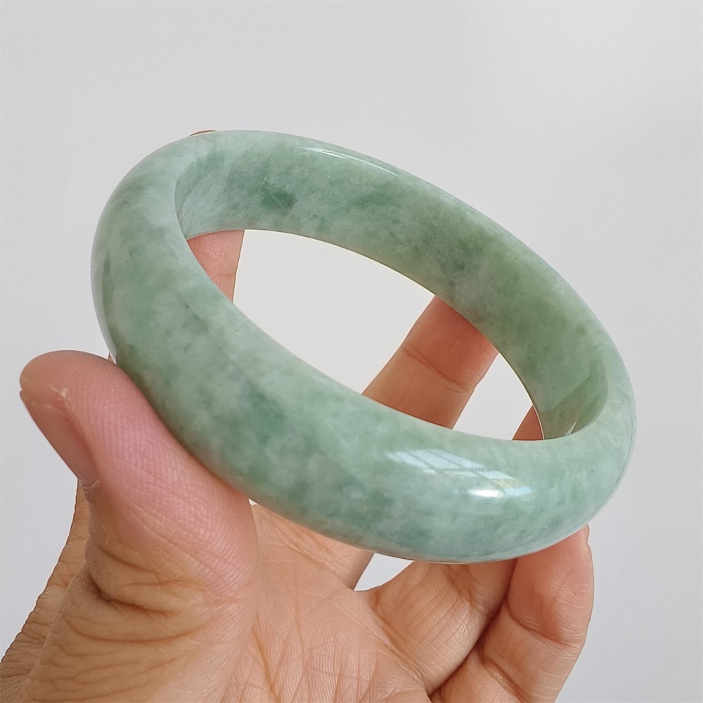 DDP | Natural Type A Certificated 59.7mm Green Burmese Jadeite Round Band Bangle,Green Jadeite Bangles,DIY Jewelry Supplies