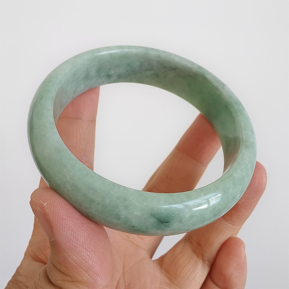 DDP | Natural Type A Certificated 59.7mm Green Burmese Jadeite Round Band Bangle,Green Jadeite Bangles,DIY Jewelry Supplies