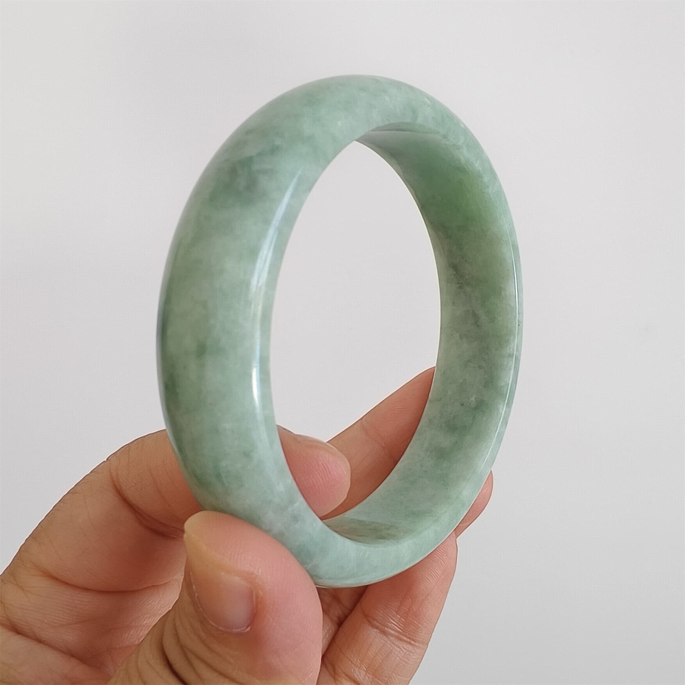 DDP | Natural Type A Certificated 59.7mm Green Burmese Jadeite Round Band Bangle,Green Jadeite Bangles,DIY Jewelry Supplies
