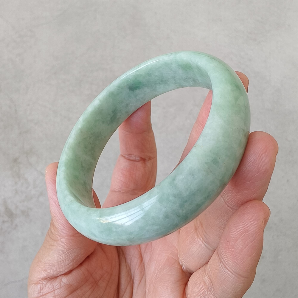DDP | Natural Type A Certificated 59.7mm Green Burmese Jadeite Round Band Bangle,Green Jadeite Bangles,DIY Jewelry Supplies