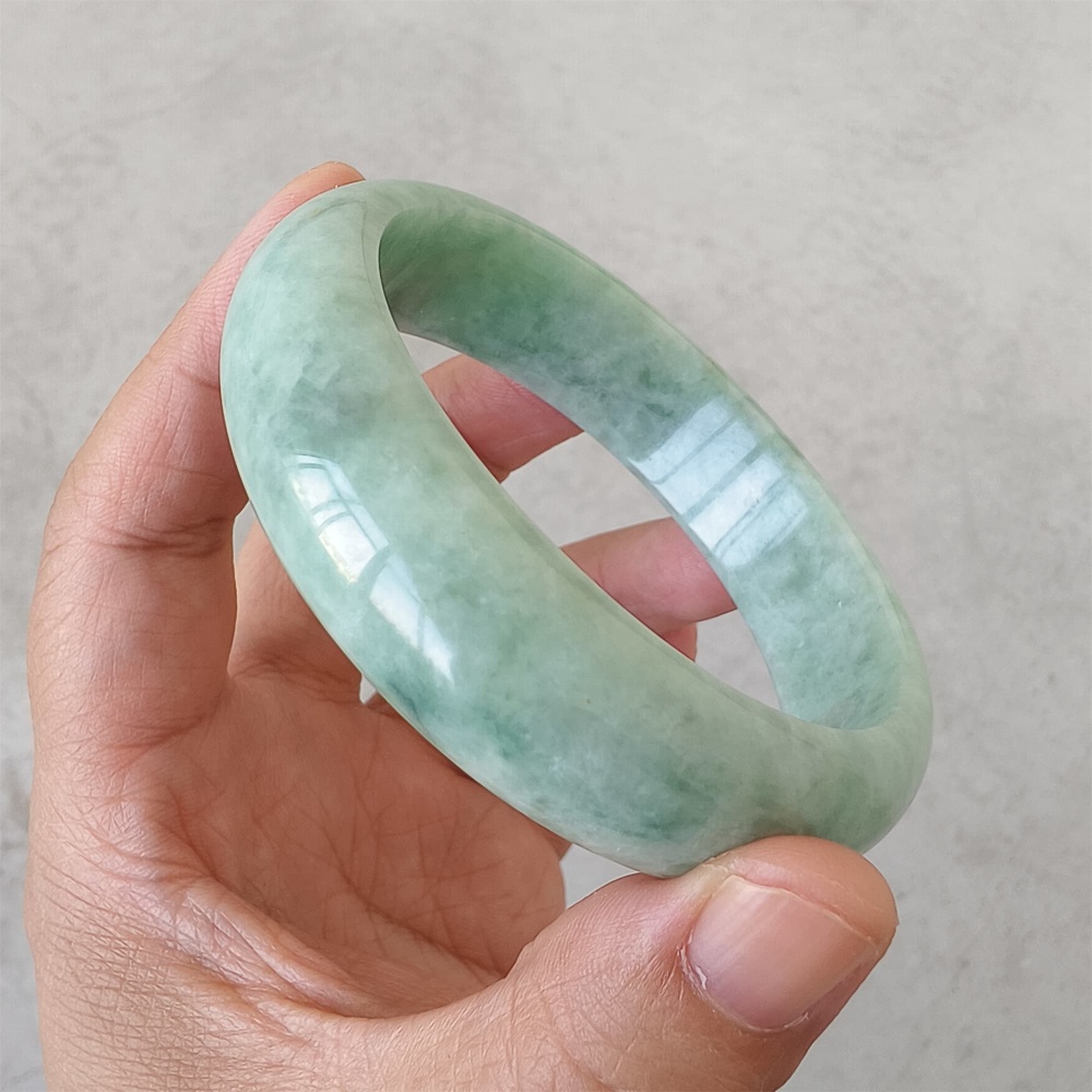 DDP | Natural Type A Certificated 59.7mm Green Burmese Jadeite Round Band Bangle,Green Jadeite Bangles,DIY Jewelry Supplies