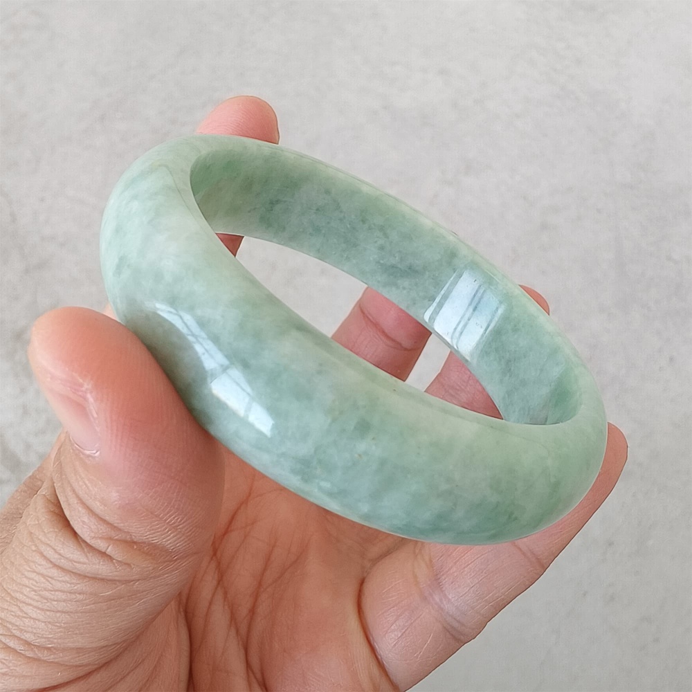 DDP | Natural Type A Certificated 59.7mm Green Burmese Jadeite Round Band Bangle,Green Jadeite Bangles,DIY Jewelry Supplies