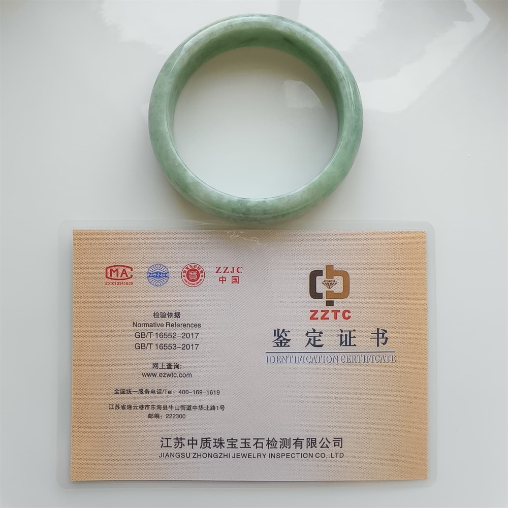 DDP | Natural Type A Certificated 59.7mm Green Burmese Jadeite Round Band Bangle,Green Jadeite Bangles,DIY Jewelry Supplies